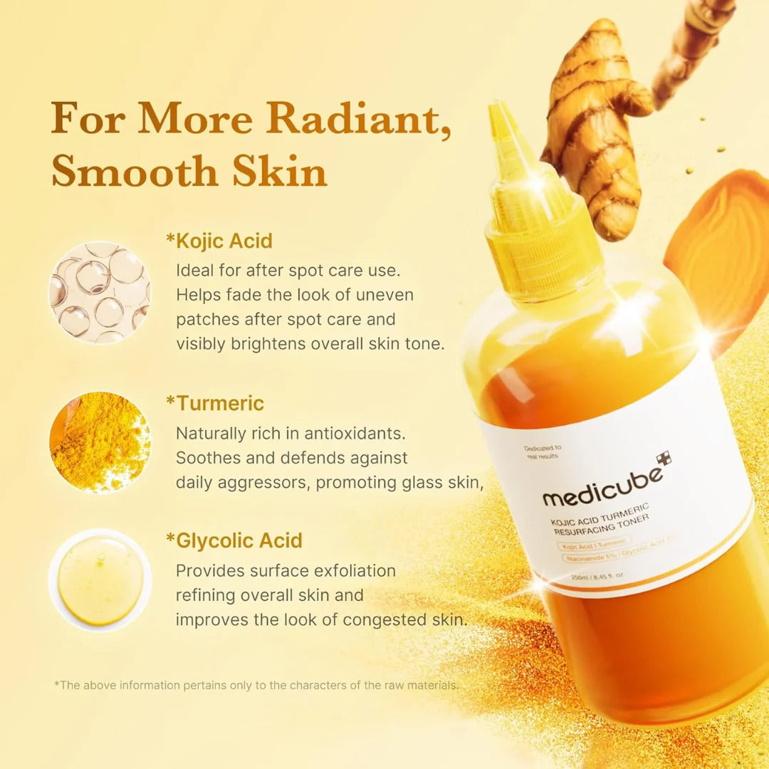 Medicube Kojic Acid Turmeric Resurfacing Toner – Tónico iluminador (250 ml)