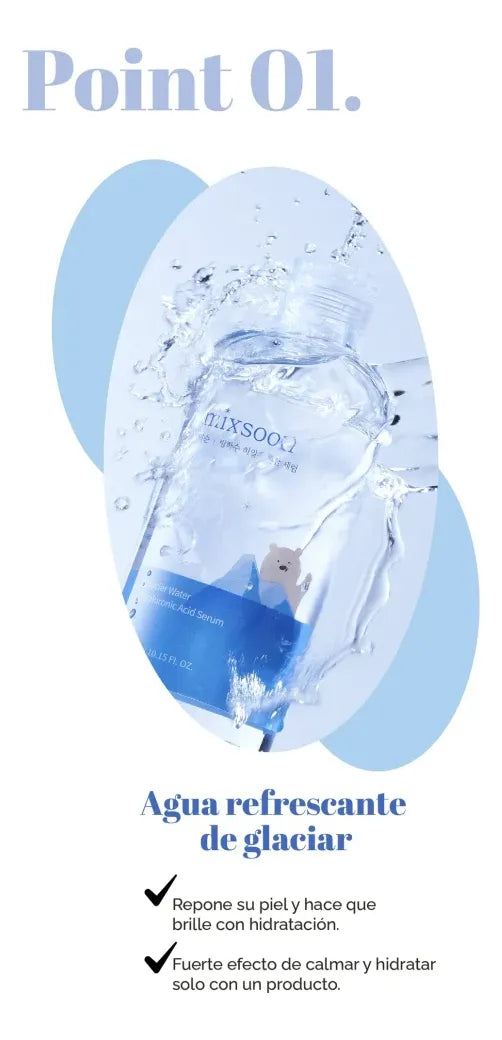 Mixsoon Sérum hidratante Glacier Water – Ácido hialurónico y agua glaciar (300 ml)