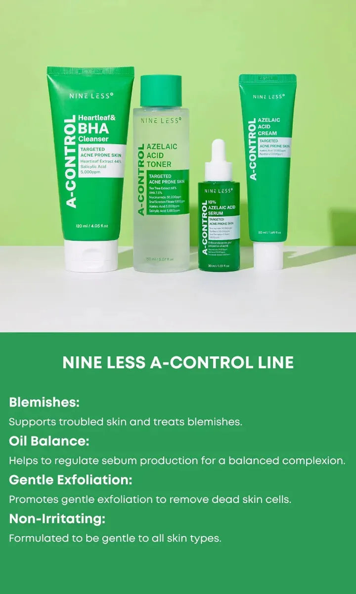Nine Less A-Control Azelaic Acid Cream – Crema con ácido azelaico 10 % y centella asiática (50 ml)