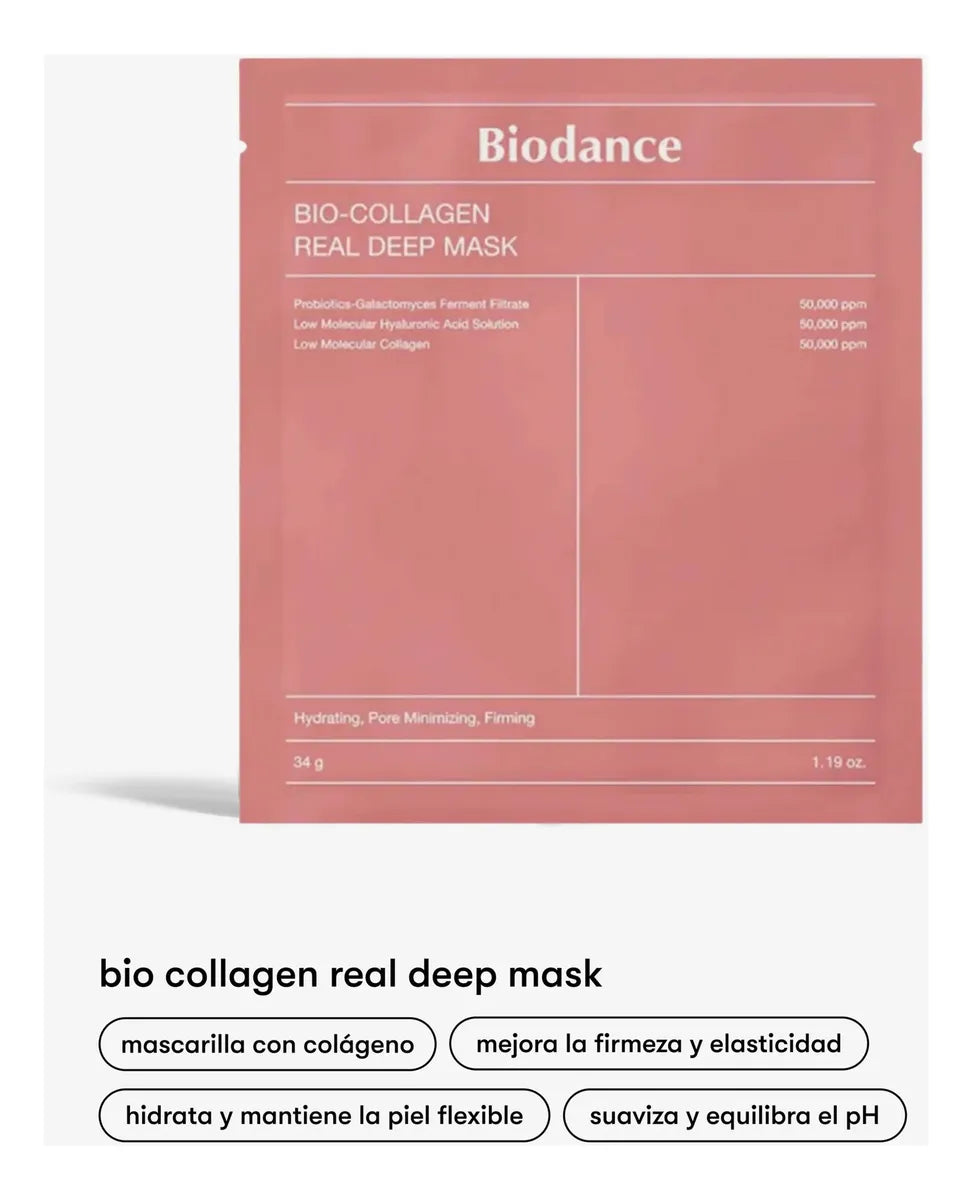 Biodance Bio-Collagen Real Deep Mask – Mascarilla intensiva de colágeno (4 pz)