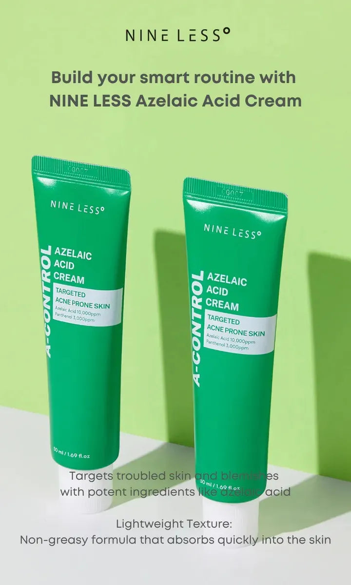 Nine Less A-Control Azelaic Acid Cream – Crema con ácido azelaico 10 % y centella asiática (50 ml)