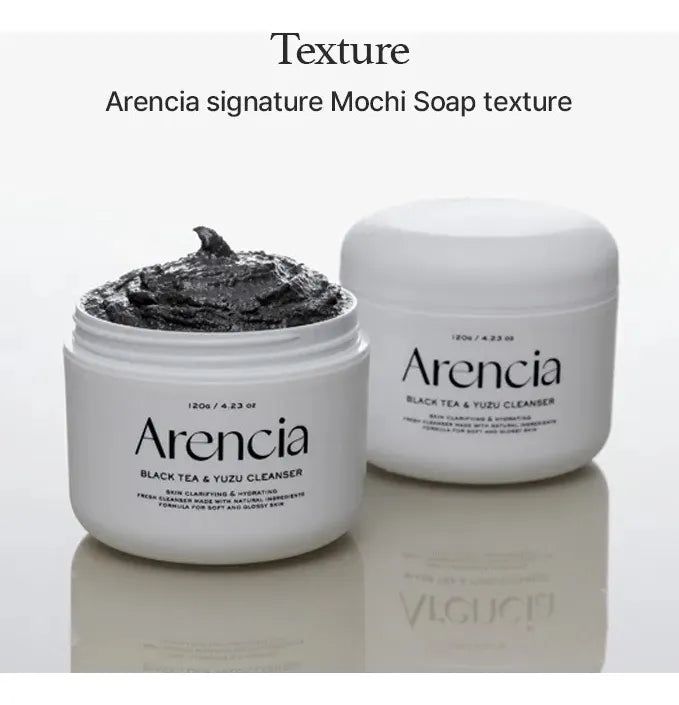 Arencia Black Tea Rice Mochi Cleanser – Limpiador facial antioxidante (120 g)