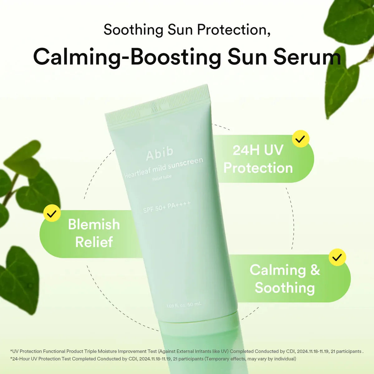 Abib Protector solar Heartleaf Mild Relief – SPF50+ PA++++ calmante para piel sensible (50 ml)