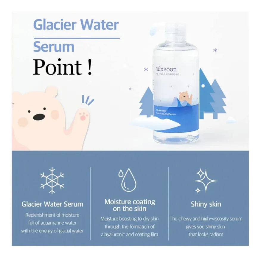 Mixsoon Sérum hidratante Glacier Water – Ácido hialurónico y agua glaciar (300 ml)