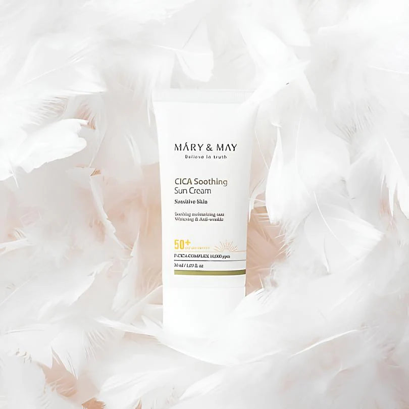 Mary & May Cica Soothing Sun Cream – Protector solar calmante SPF50+ PA++++ (50 ml)