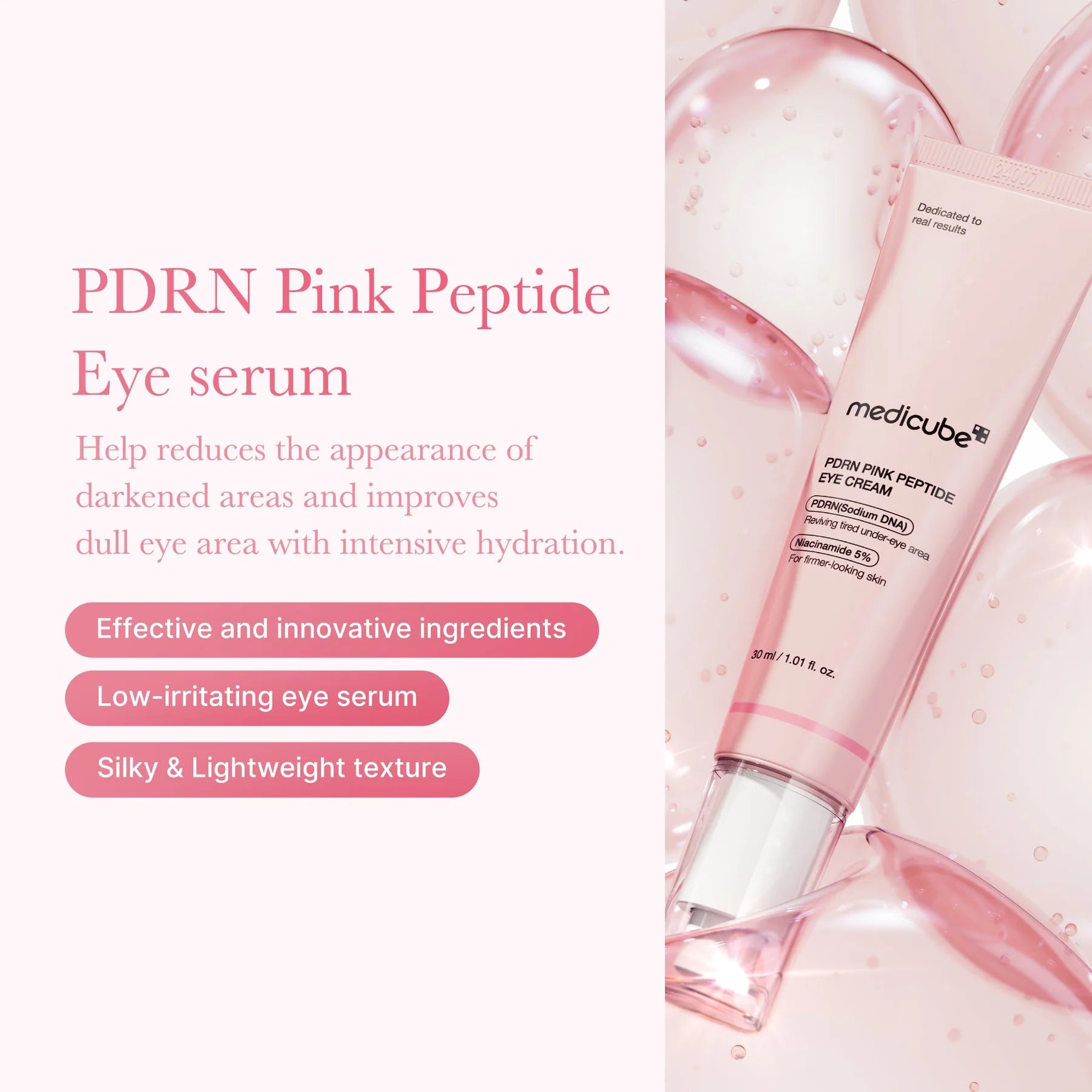 Medicube PDRN Pink Peptide Eye Cream – Contorno reafirmante con péptidos (30 ml)