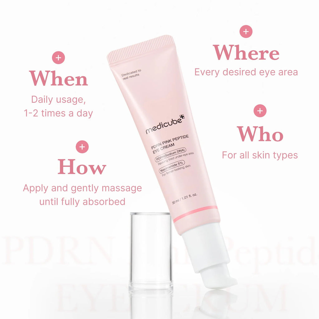 Medicube PDRN Pink Peptide Eye Cream – Contorno reafirmante con péptidos (30 ml)
