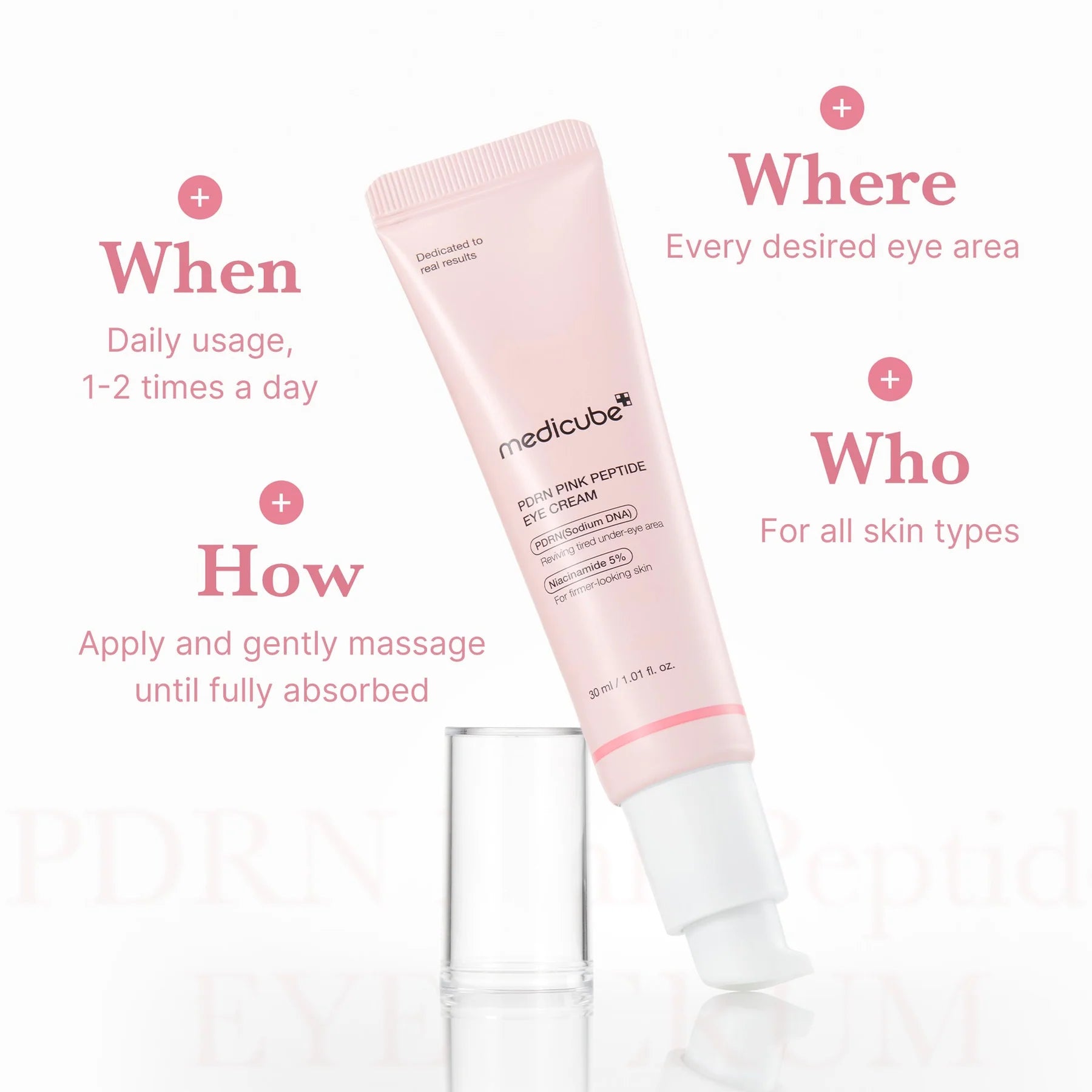 Medicube PDRN Pink Peptide Eye Cream – Contorno reafirmante con péptidos (30 ml)
