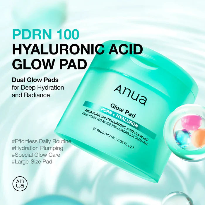 Anua PDRN Hyaluronic Glow Pad – Pads iluminadores con PDRN y ácido hialurónico (60 discos)